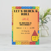 Let's Block & Roll Birthday invitation Einladung (Stehend Vorderseite)