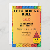 Let's Block & Roll Birthday invitation Einladung (Vorne/Hinten)
