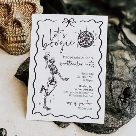 Let's Boogie Skeleton Halloween Invitation Einladung