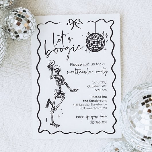 Let's Boogie Skeleton Halloween Invitation Einladung