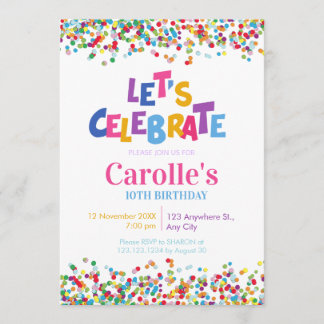 Let's celebrate Confetti Party birthday Einladung
