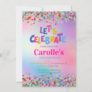 Let's celebrate Confetti Party birthday Einladung