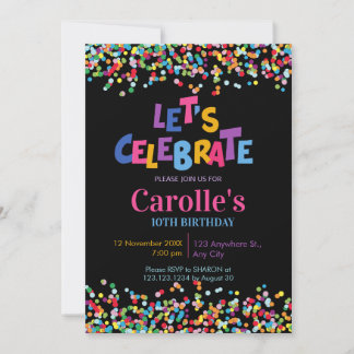 Let's celebrate Confetti Party birthday Einladung