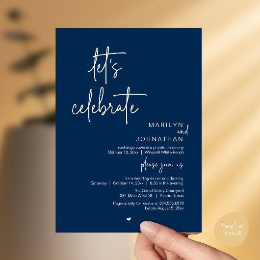 Let's Celebrate, Minimal Modern Wedding Reception Einladung
