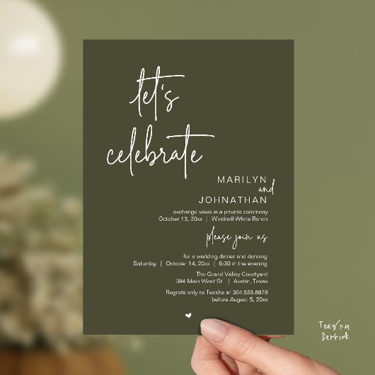 Let's Celebrate, Minimal Modern Wedding Reception Einladung