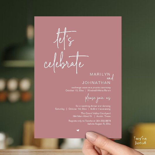 Let's Celebrate, Minimal Modern Wedding Reception Einladung