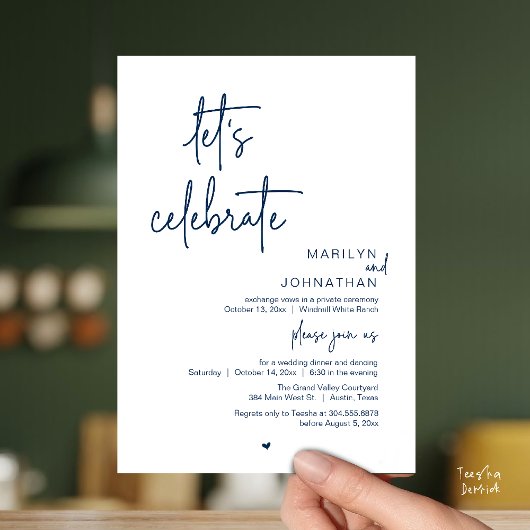 Let's Celebrate, Minimal Modern Wedding Reception Einladung