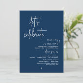 Let's Celebrate, Minimal Modern Wedding Reception Einladung (Stehend Vorderseite)