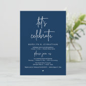 Let's Celebrate, Modern Minimal Wedding Reception Einladung (Stehend Vorderseite)