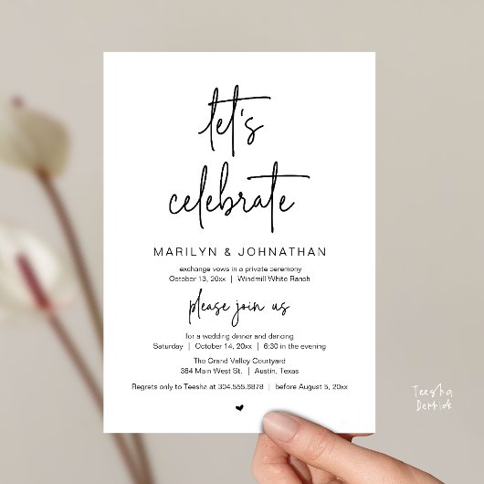 Let's Celebrate, Modern Minimal Wedding Reception Einladung