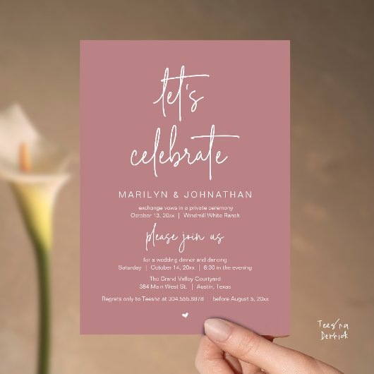 Let's Celebrate, Modern Minimal Wedding Reception Einladung