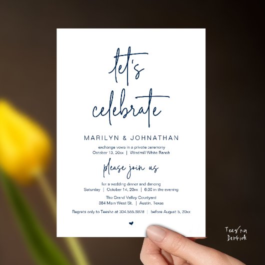 Let's Celebrate, Modern Minimal Wedding Reception Einladung