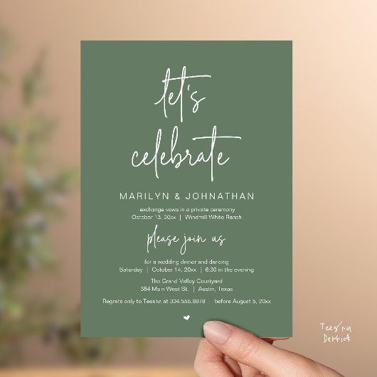 Let's Celebrate, Modern Minimal Wedding Reception Einladung