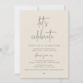 Let's Celebrate, Modern Minimal Wedding Reception Einladung (Vorderseite)