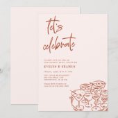 Let's Celebrate Whimsical Doodle Engagement Party Einladung (Vorne/Hinten)