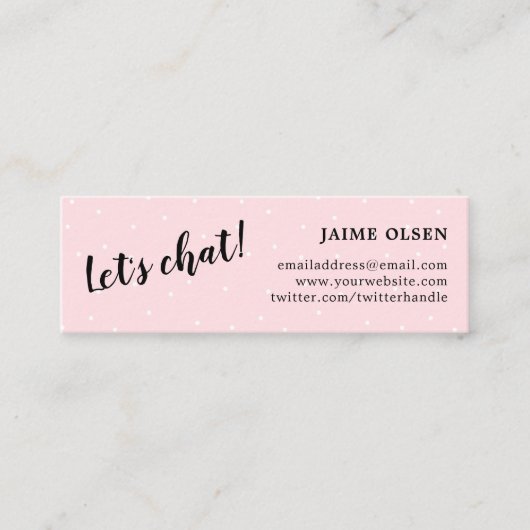 Let's Chat - Pink & Black - Einfach Mini Visitenkarte (Vorderseite)