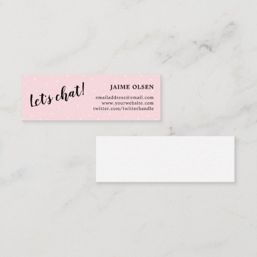 Let's Chat - Pink & Black - Einfach Mini Visitenkarte (Vorne/Hinten)
