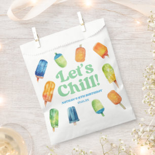 Let's Chill Blue Retro Popsicle Birthday Party Geschenktütchen