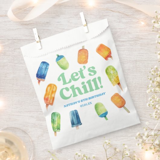 Let's Chill Blue Retro Popsicle Birthday Party Geschenktütchen (Ausgeschnitten)