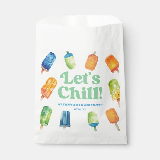 Let's Chill Blue Retro Popsicle Birthday Party Geschenktütchen (Vorderseite)