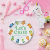 Let's Chill Blue Retro Popsicle Birthday Party Pappteller (Party)