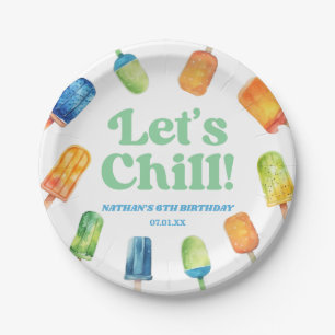 Let's Chill Blue Retro Popsicle Birthday Party Pappteller