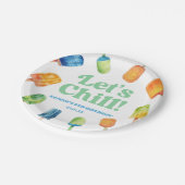 Let's Chill Blue Retro Popsicle Birthday Party Pappteller (Schrägansicht)
