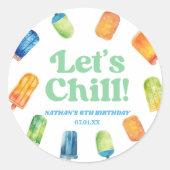 Let's Chill Blue Retro Popsicle Birthday Party Runder Aufkleber (Vorderseite)
