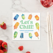 Let's Chill Blue Retro Popsicle Birthday Party Serviette (Beispiel)