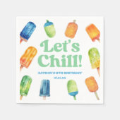 Let's Chill Blue Retro Popsicle Birthday Party Serviette (Vorderseite)