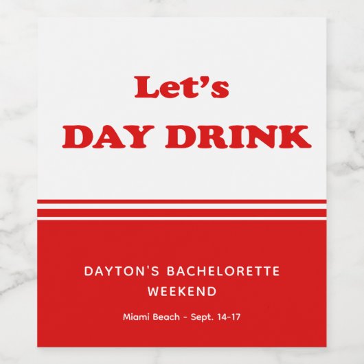 Let's Day Drink - Funny Drinking Quote Weinetikett (Einzelnes Label)