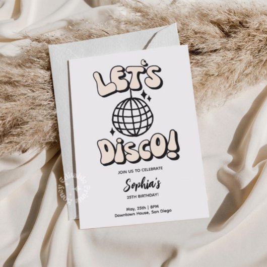 Let's Disco Birthday White Party Einladung