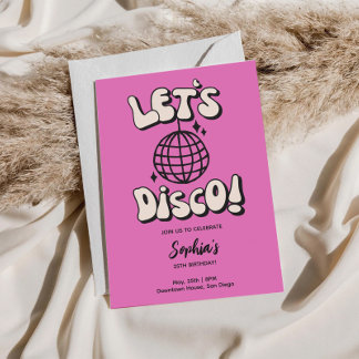 Let's Disco Geburtstagsparty Magenta Einladung