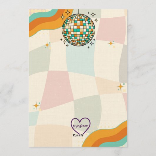 Let's Disco, Retro Birthday  Einladung (Rückseite)