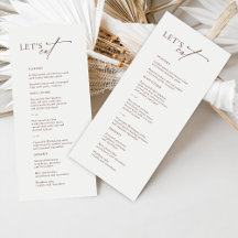 "Let's Eat" Elegantes Black & White Wedding Menü