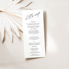 "Let's Eat" Elegantes Black & White Wedding Menü Menükarte