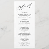 "Let's Eat" Elegantes Black & White Wedding Menü Menükarte (Vorderseite)