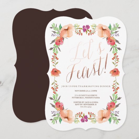 LET'S FEAST Erntedank Dinner Einladung (Vorne/Hinten)