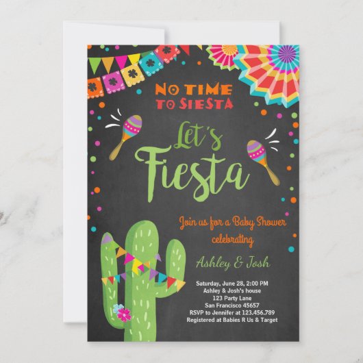 Let's Fiesta Baby Shower Einladung Mexican Cactus (Vorderseite)