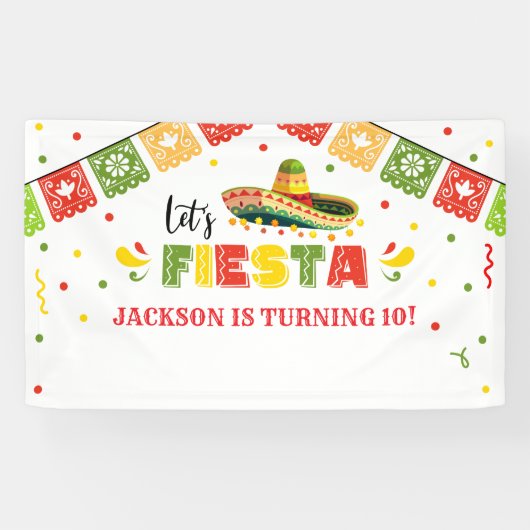 LET'S FIESTA Birthday Party banner backdrop (Horizontal)