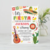 LET'S FIESTA Birthday Party Invitation Einladung (Stehend Vorderseite)