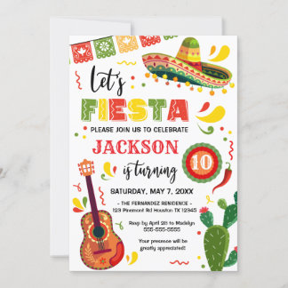 LET'S FIESTA Birthday Party Invitation Einladung