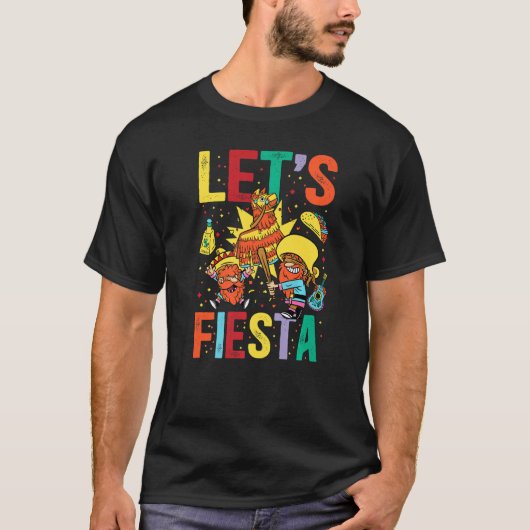 Let's Fiesta Cinco De Mayo Camisa Mexicana Hombre  T-Shirt (Vorderseite)