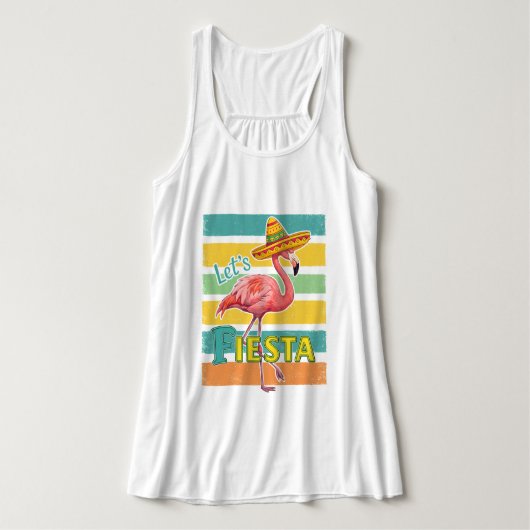 Let's Fiesta Flamingo Cinco De Mayo Tank Top (Design Vorderseite)