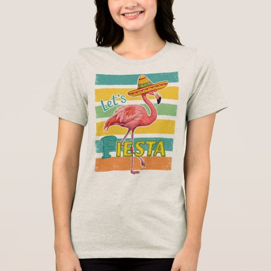 Let's Fiesta Flamingo Cinco De Mayo Tri-Blend Shirt (Vorderseite)