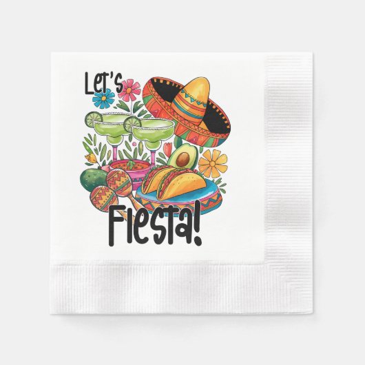 Let's Fiesta Fun Taco Margarita Sombre Paper Napki Serviette (Vorderseite)