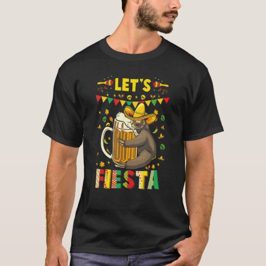 Let's Fiesta Sloth Beer Drinking Cinco De Drinko T-Shirt (Vorderseite)