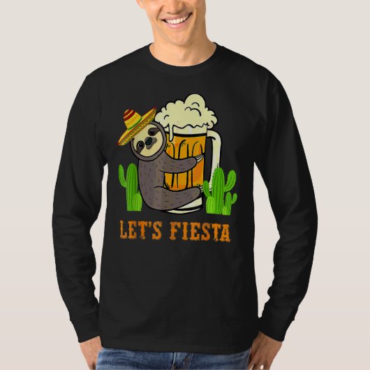 Let's Fiesta Sloth Beer Drinking Cinco De Mayo Mex T-Shirt (Vorderseite)