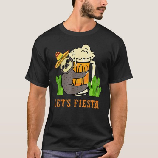 Let's Fiesta Sloth Beer Drinking Cinco De Mayo Mex T-Shirt (Vorderseite)