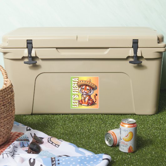 Let's Fiesta - Tiger Cinco de Mayo Sticker (Kühler)